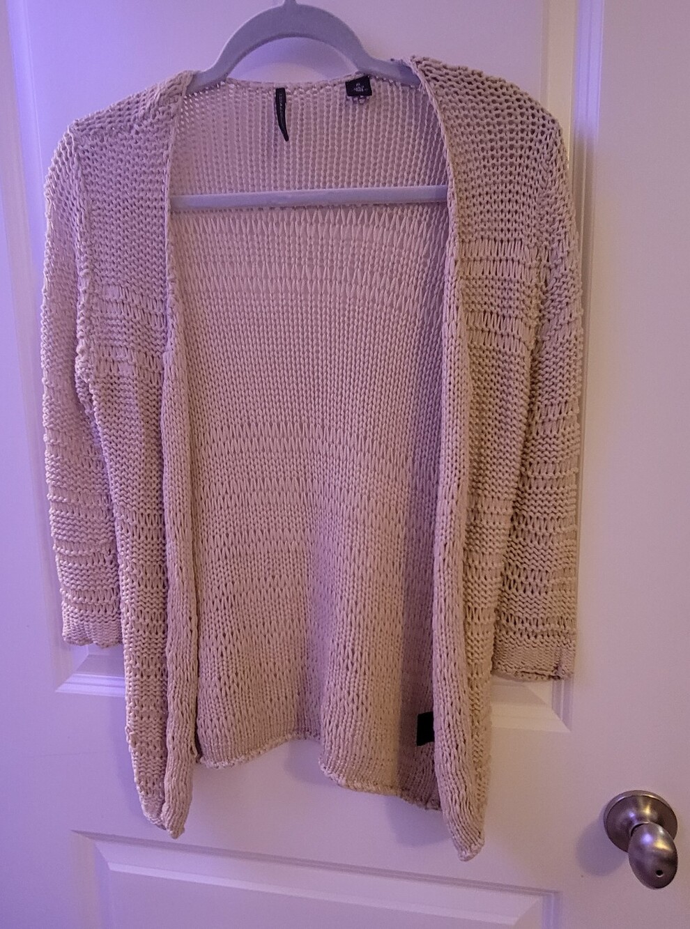 Open-Front Tan/Beige Knit Women's Cardigan Size:M